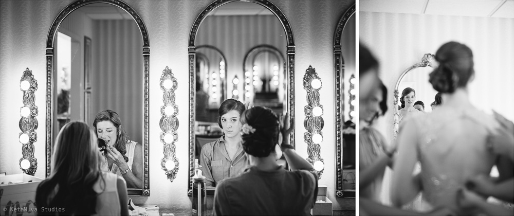 Perona Farms wedding - bride and bridesmaids getting ready