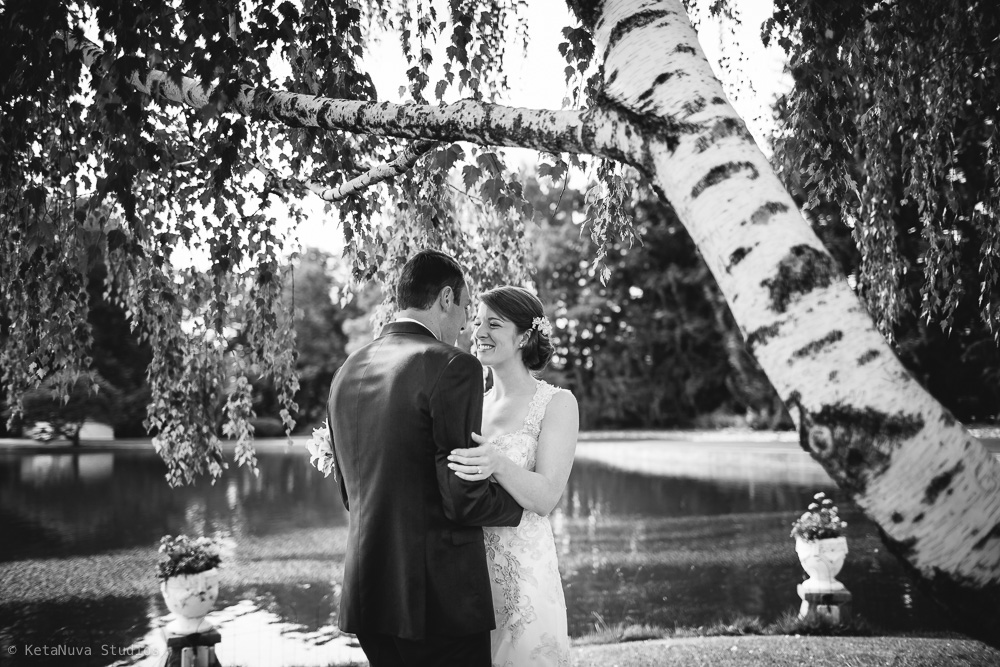 Perona Farms wedding - beautiful reaction from the first look of the bride and groom. 