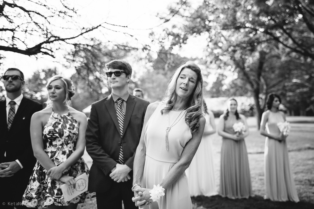 Perona Farms wedding - mom's reaction to see the daughter walk down the aisle. 