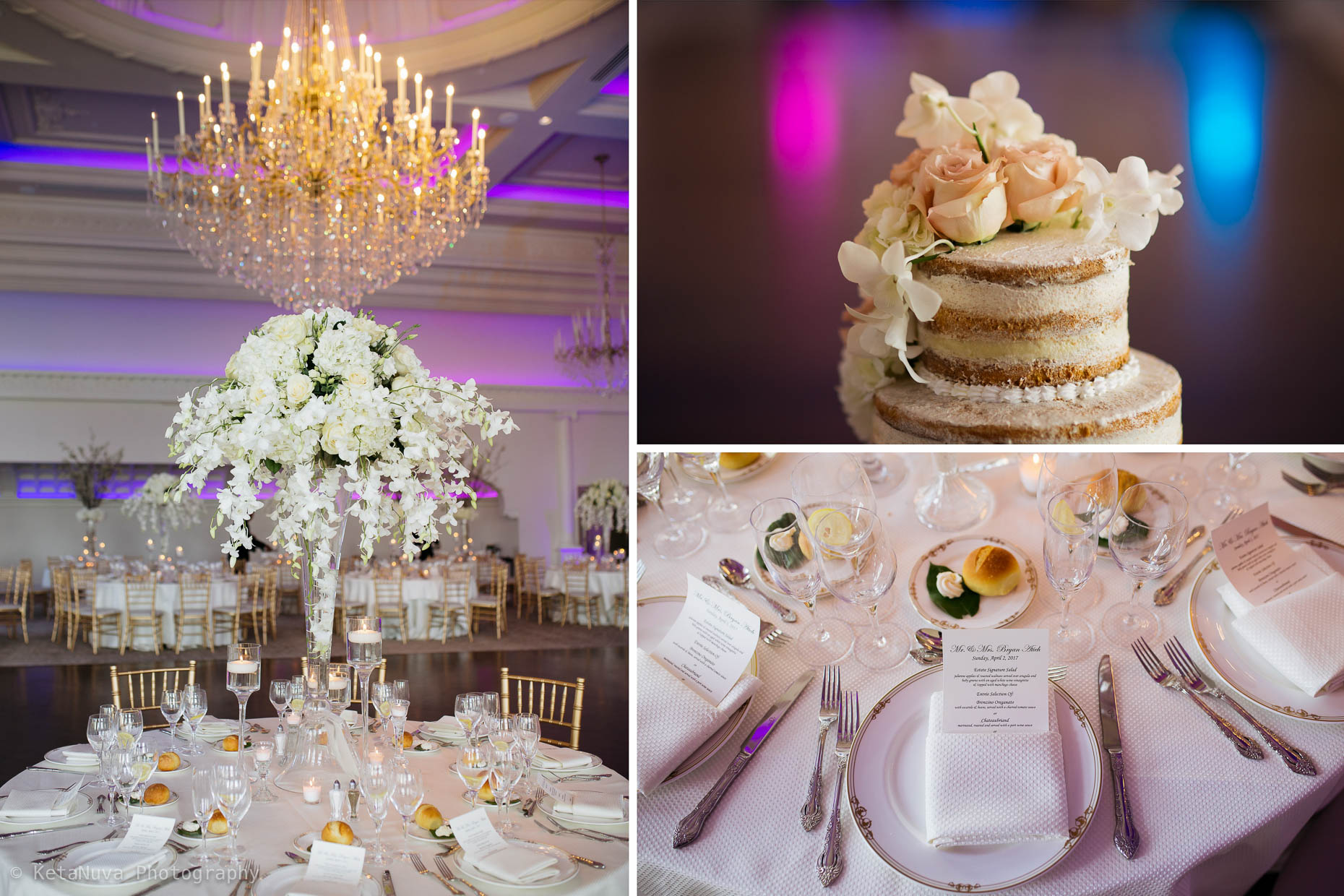 Details and decorations and the wedding cake. 