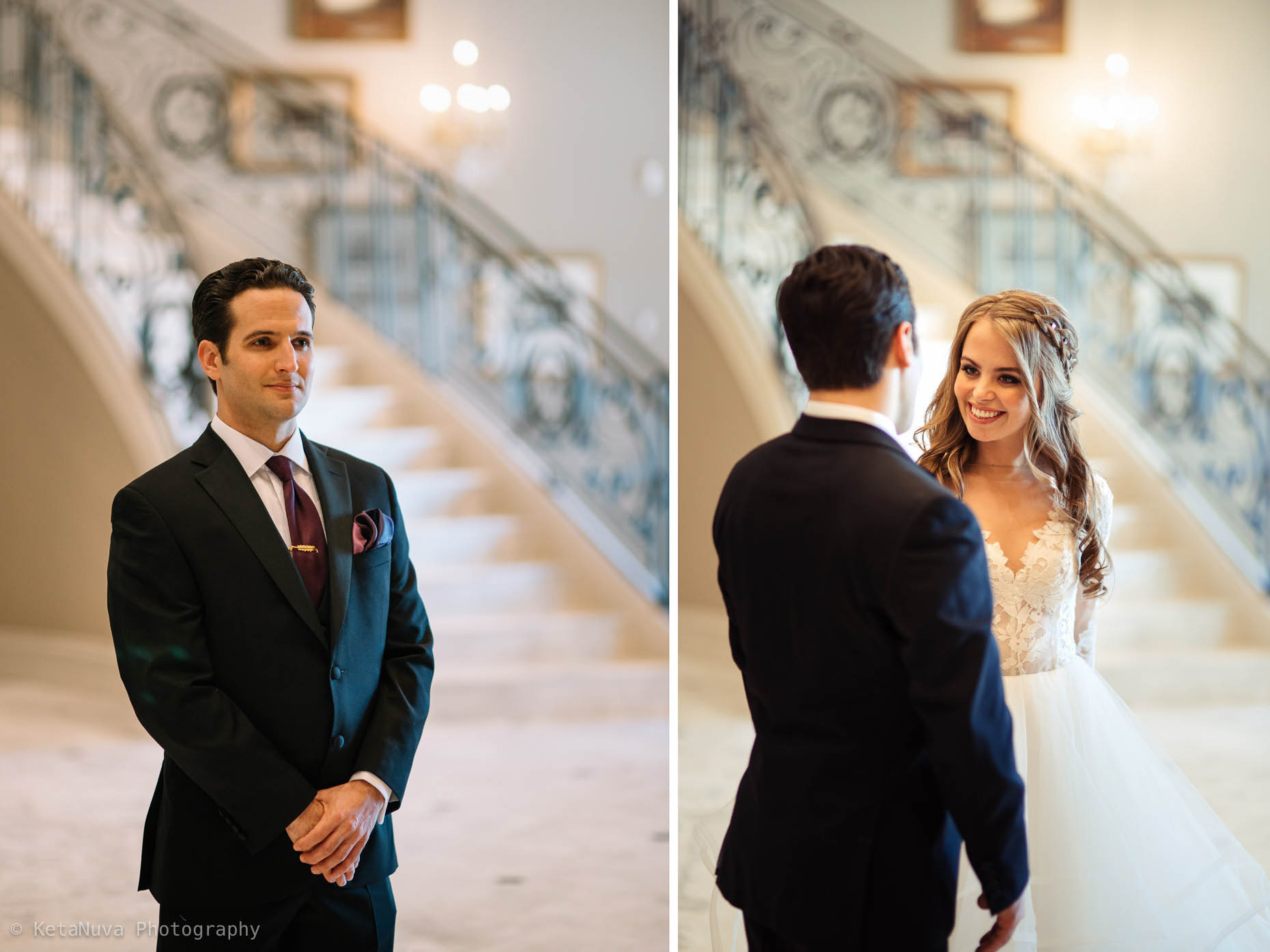 Bride and groom seeing each other for the first look!