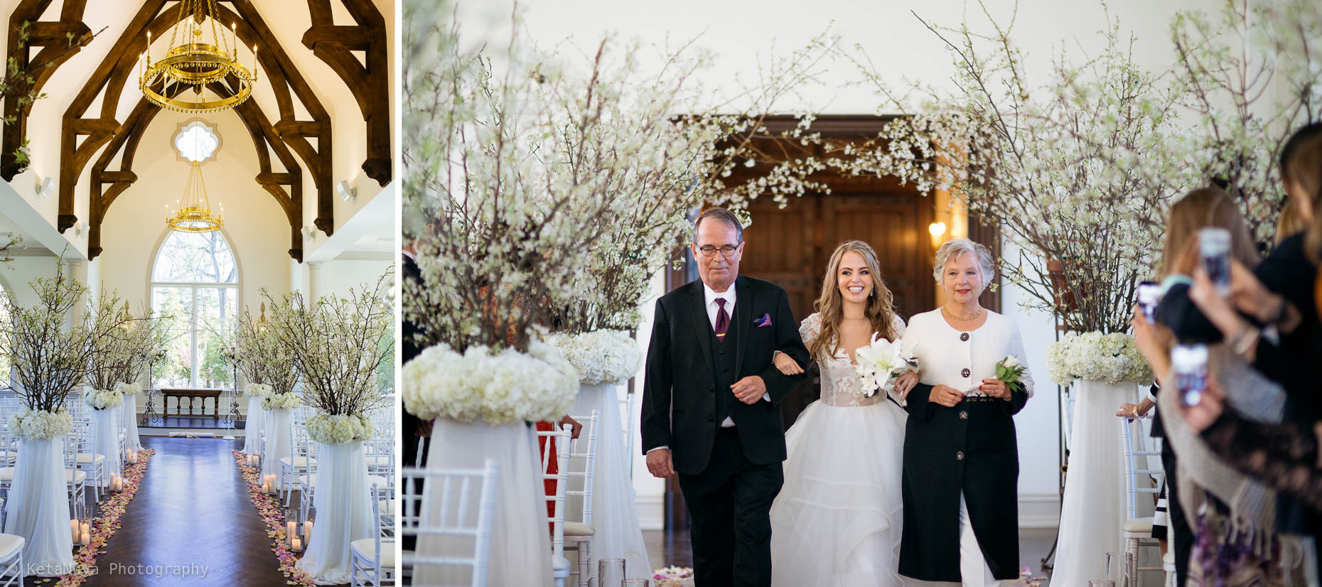 Walking down the aisle. The florist did and amazing job! Park Chateau Estate wedding